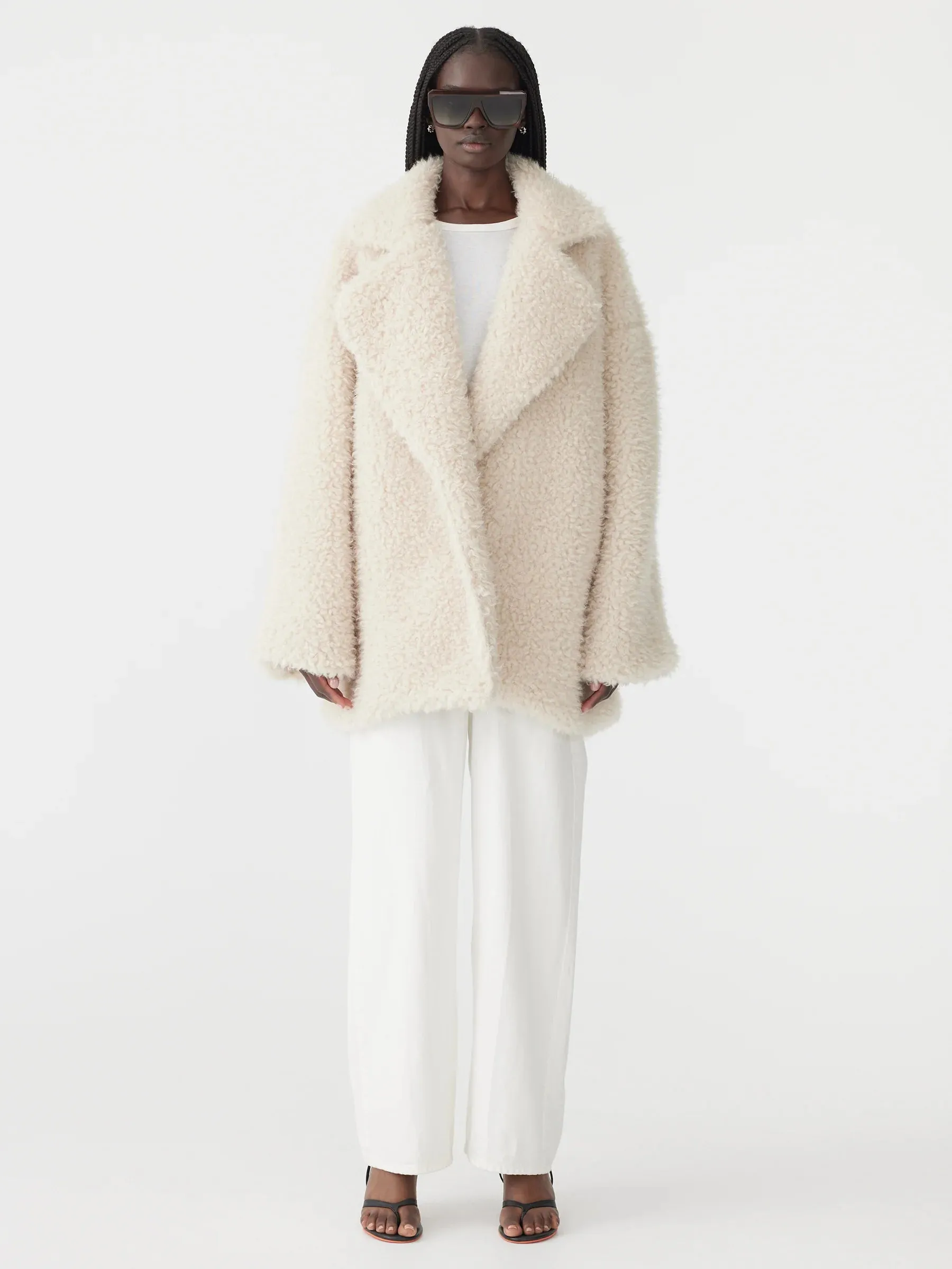 Bassike Textured Coat in Cream