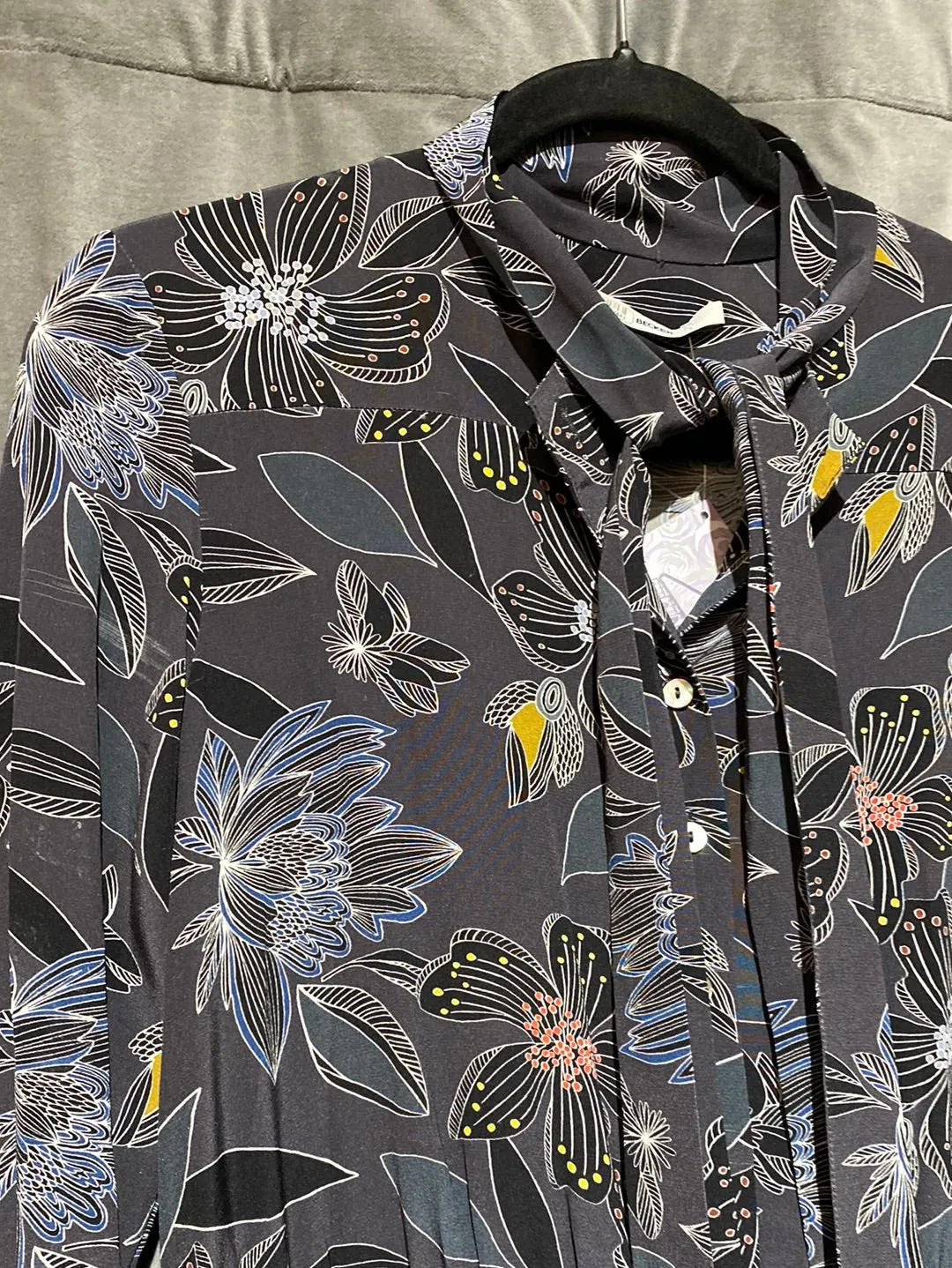 Becken Long Sleeve Floralprint Buttondown Mini Dress