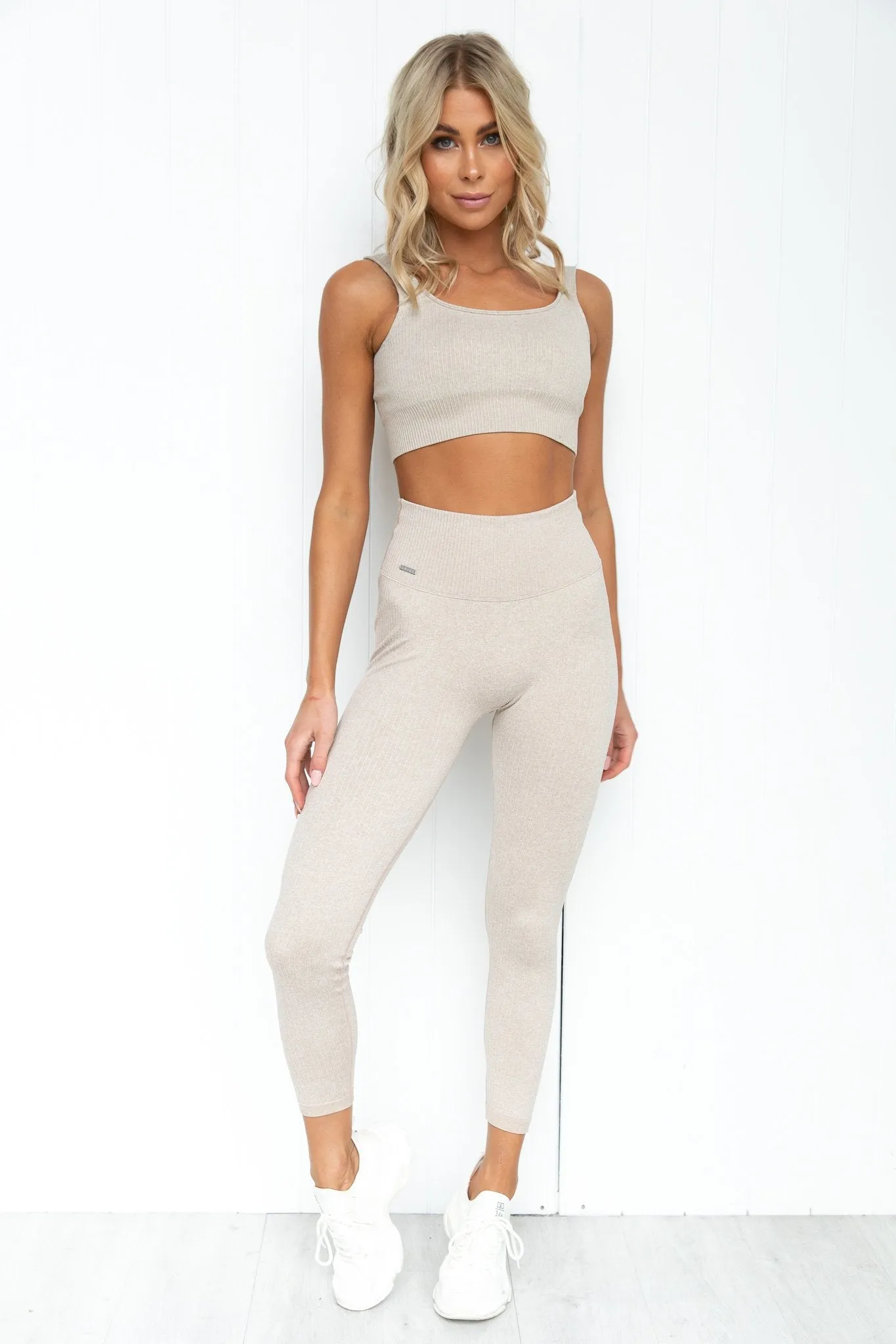 Beige Ribbed Seamless Bra