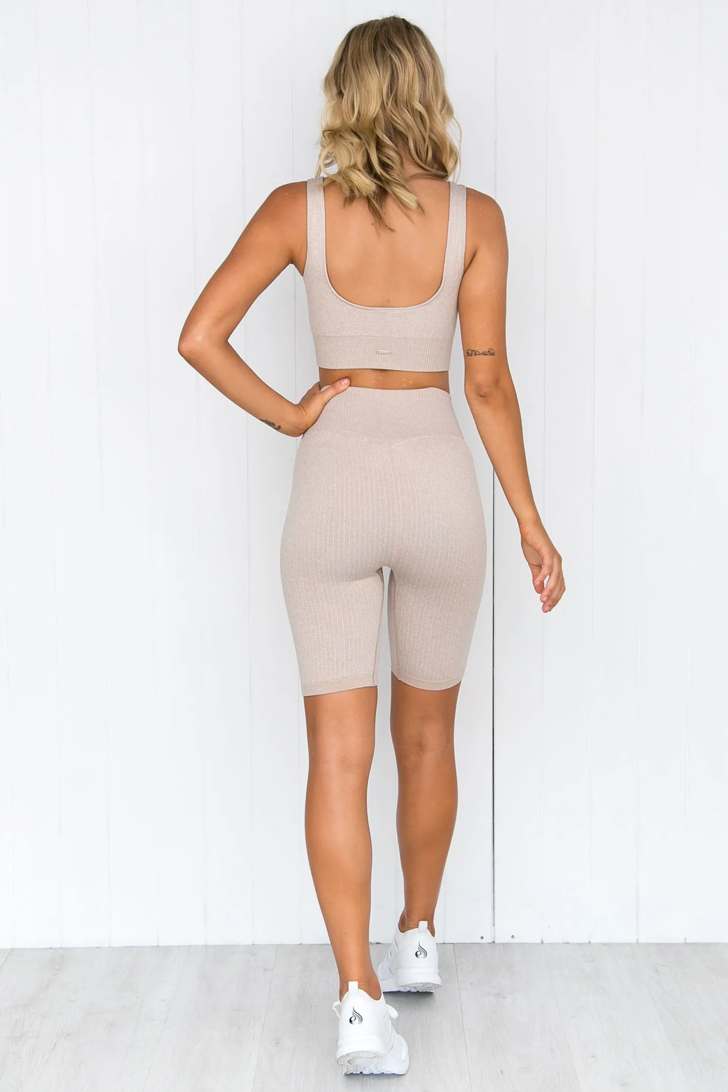 Beige Ribbed Seamless Bra