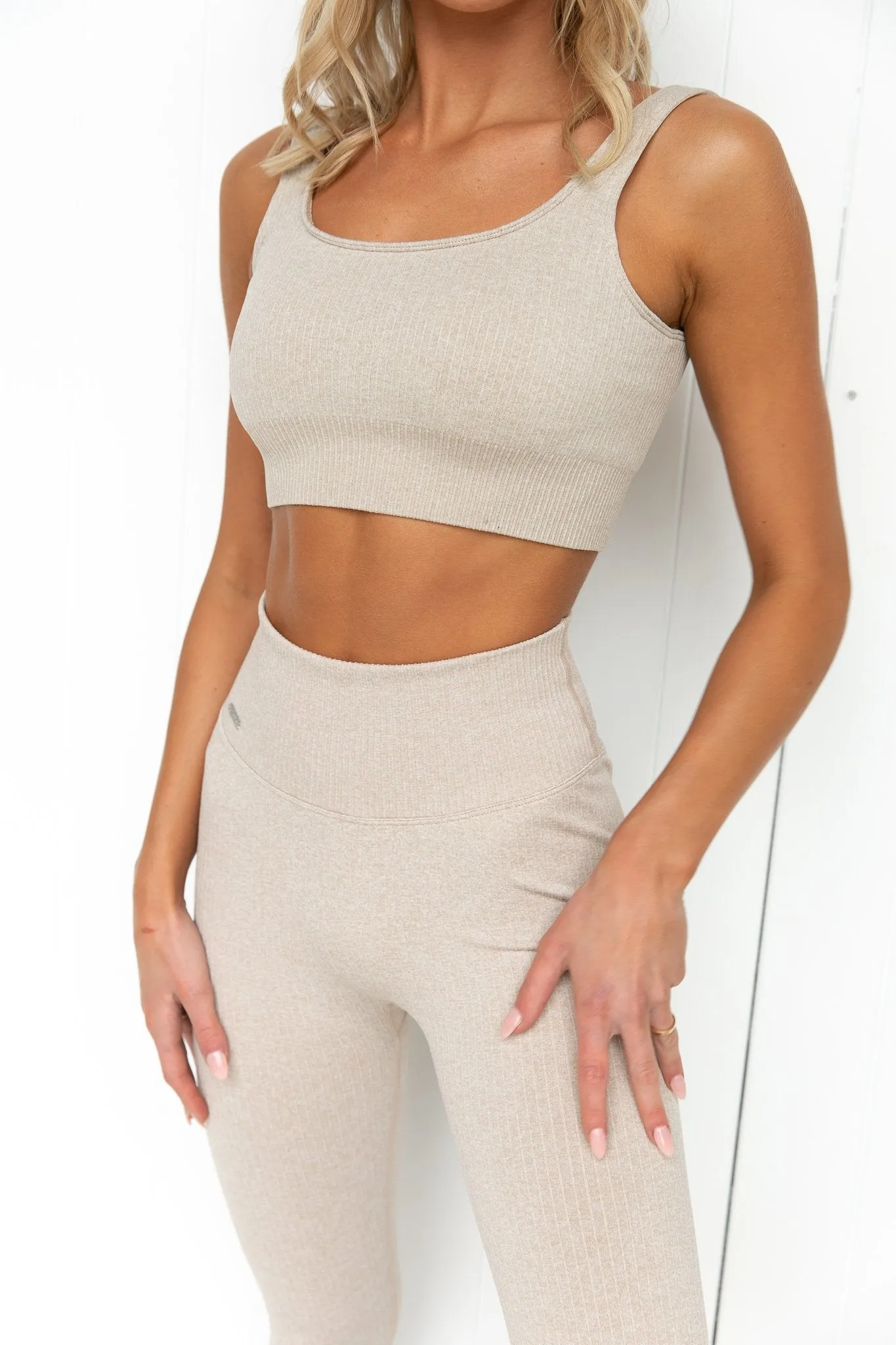Beige Ribbed Seamless Bra