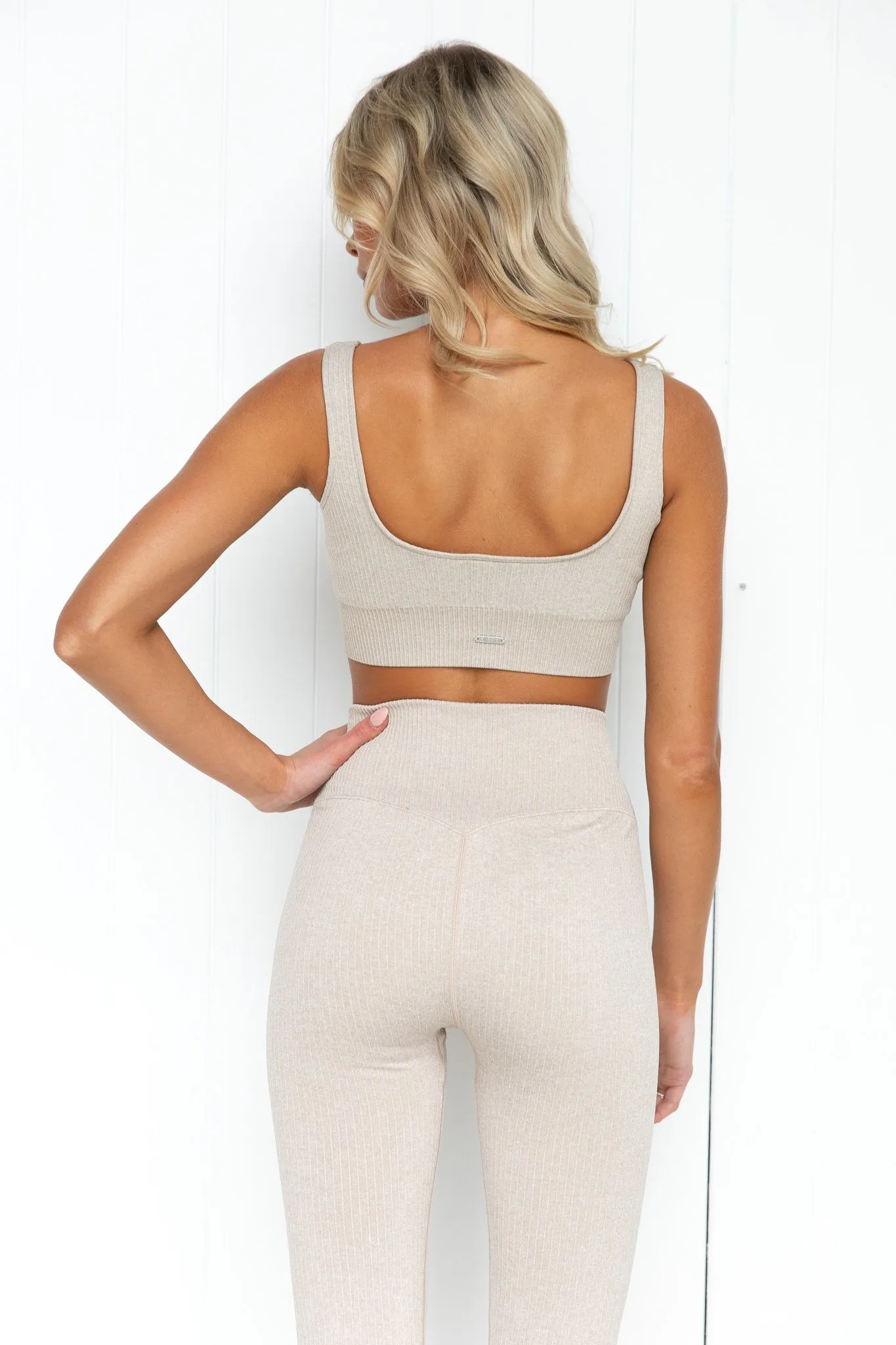 Beige Ribbed Seamless Bra