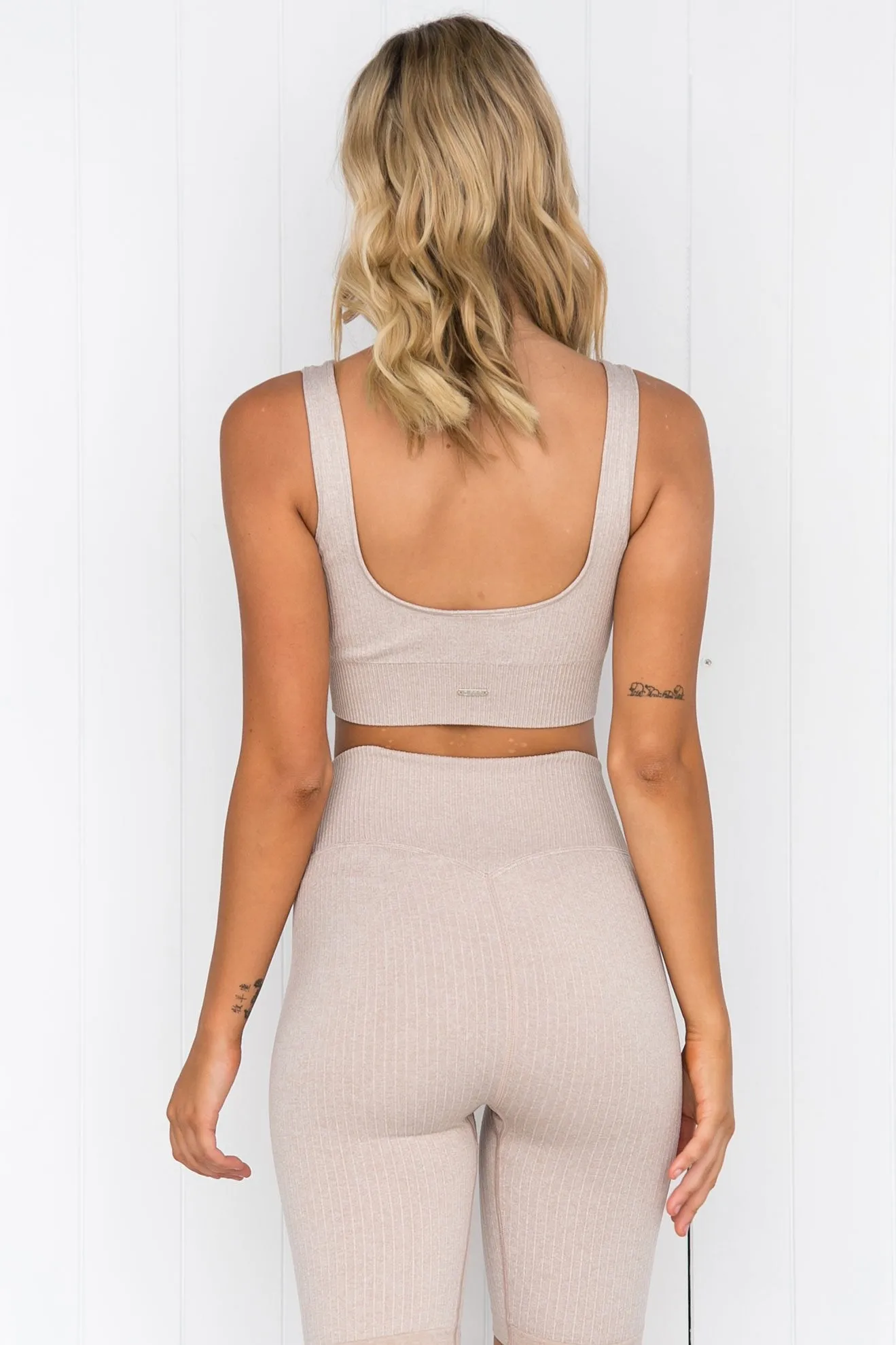 Beige Ribbed Seamless Bra