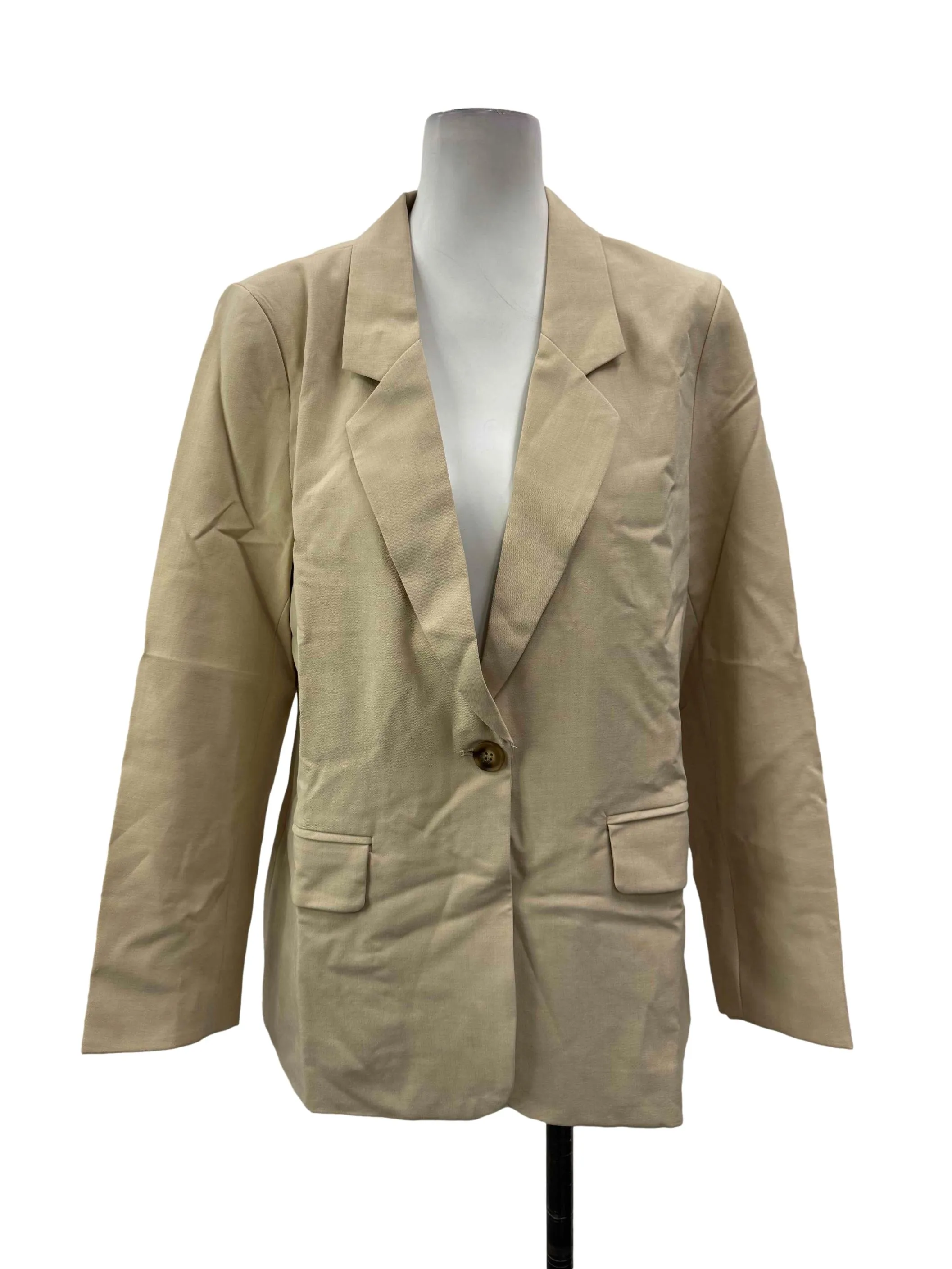 Beige Single Button Blazer