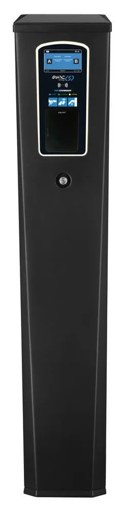 BG SyncEV EVPCFSM211NBGRP Pro Charger Floor Mount Dual Socket Outlet Three Phase 2X 11kW Integrated MID Meter 4G Pay Terminal