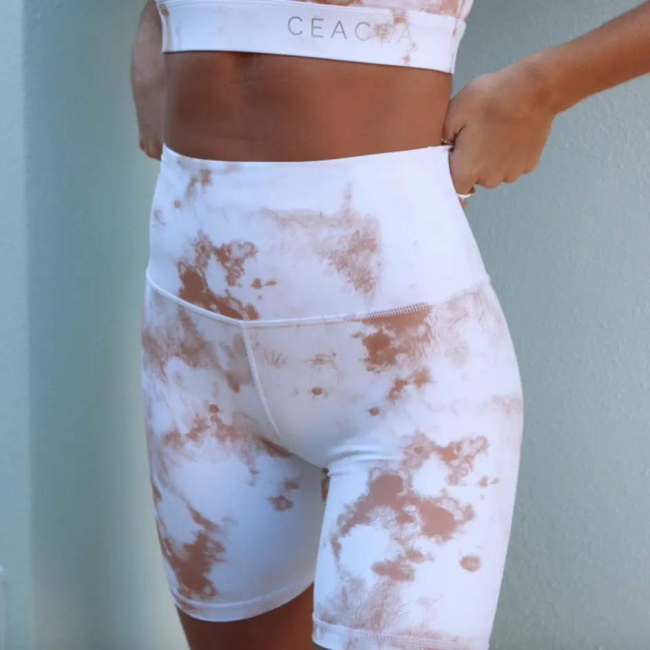 Bike Shorts - White Tie Dye