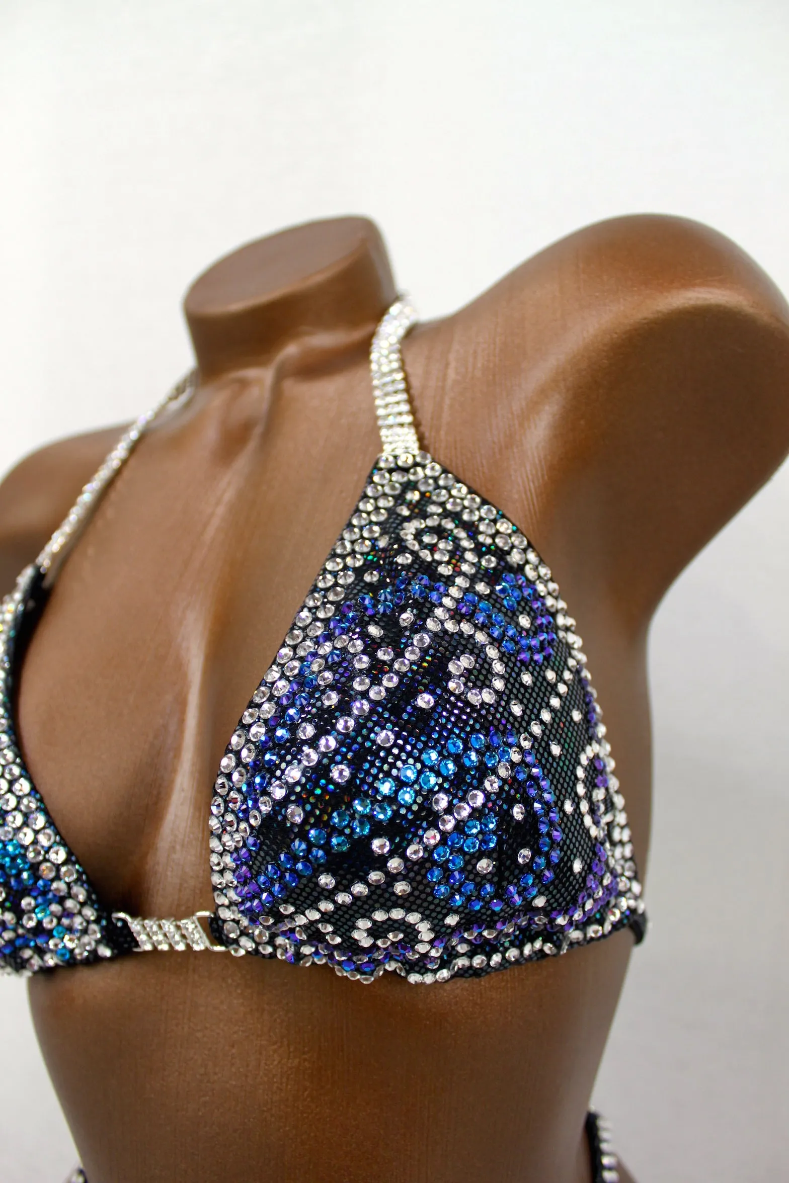 Black and Bermuda Blue Figure Competition Suit