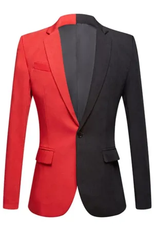 Black And Red Notched Lapel Two Pieces Custom Prom Suits One Buttom Bi-Color Men Txuedos