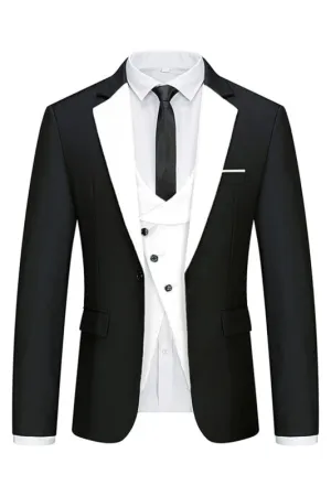 Black And White Peaked Lapel Three Pieces Prom Suits 3 Piece Slim Fit Suit for Men Formal Business Suit