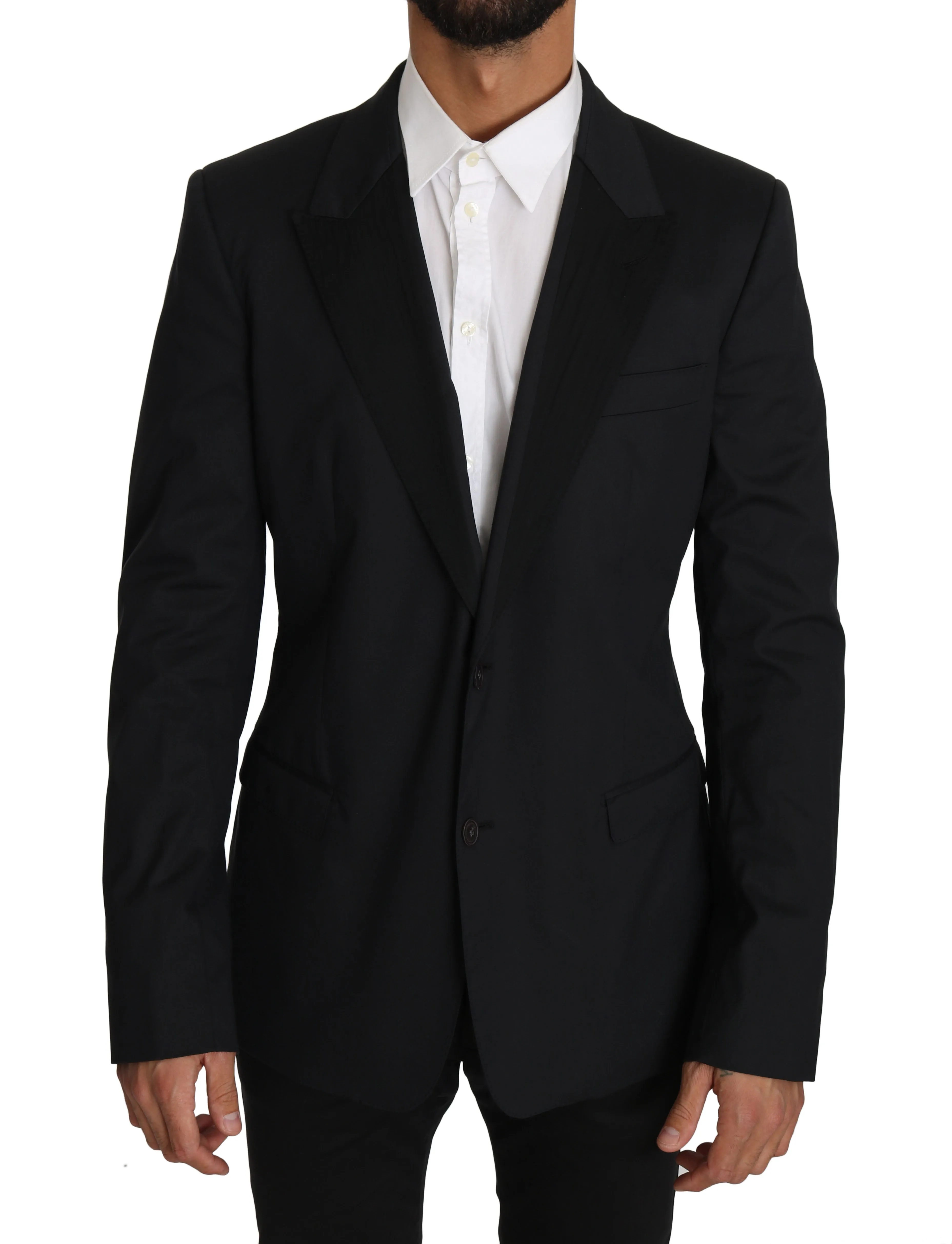 Black Cotton Stretch Blazer Jacket
