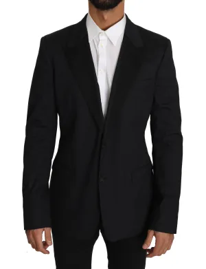 Black Cotton Stretch Blazer Jacket