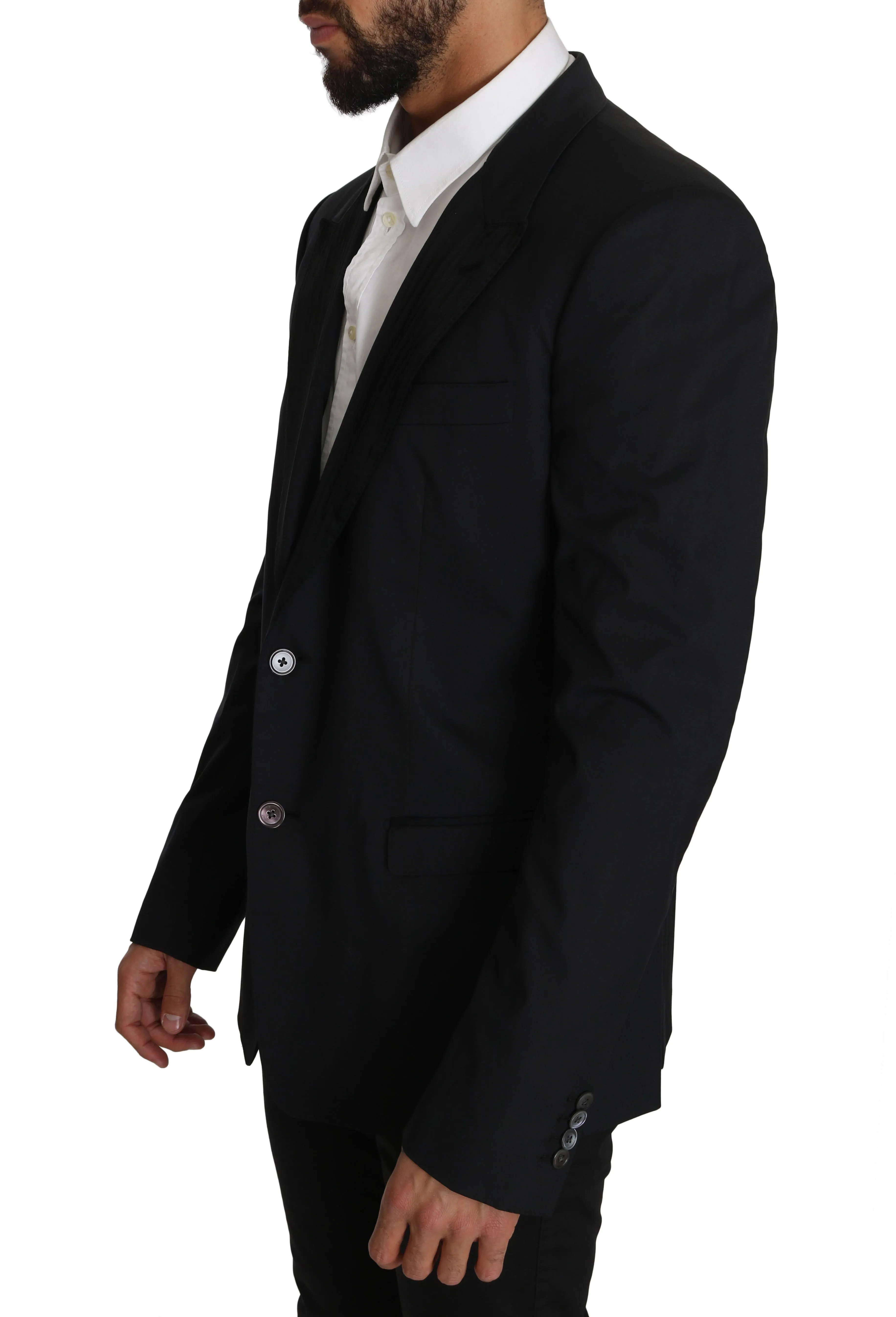 Black Cotton Stretch Blazer Jacket