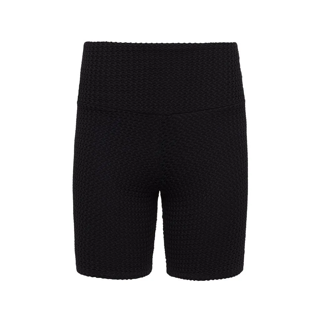 Black Crochet Midi Bike Short