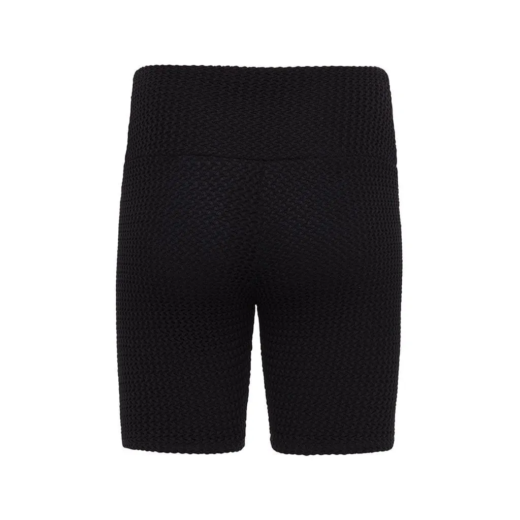 Black Crochet Midi Bike Short