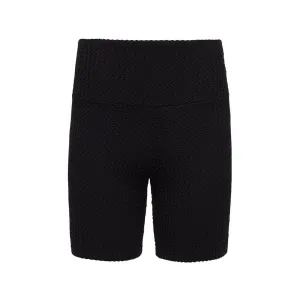 Black Crochet Midi Bike Short