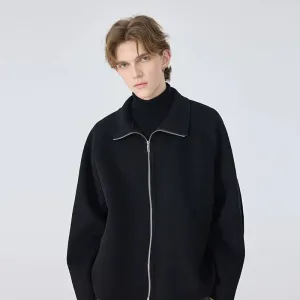 Black High-Collar Zip-Up Jacket