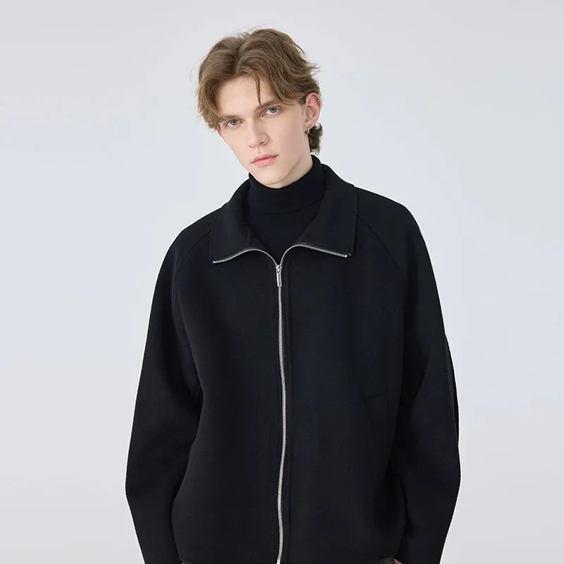 Black High-Collar Zip-Up Jacket