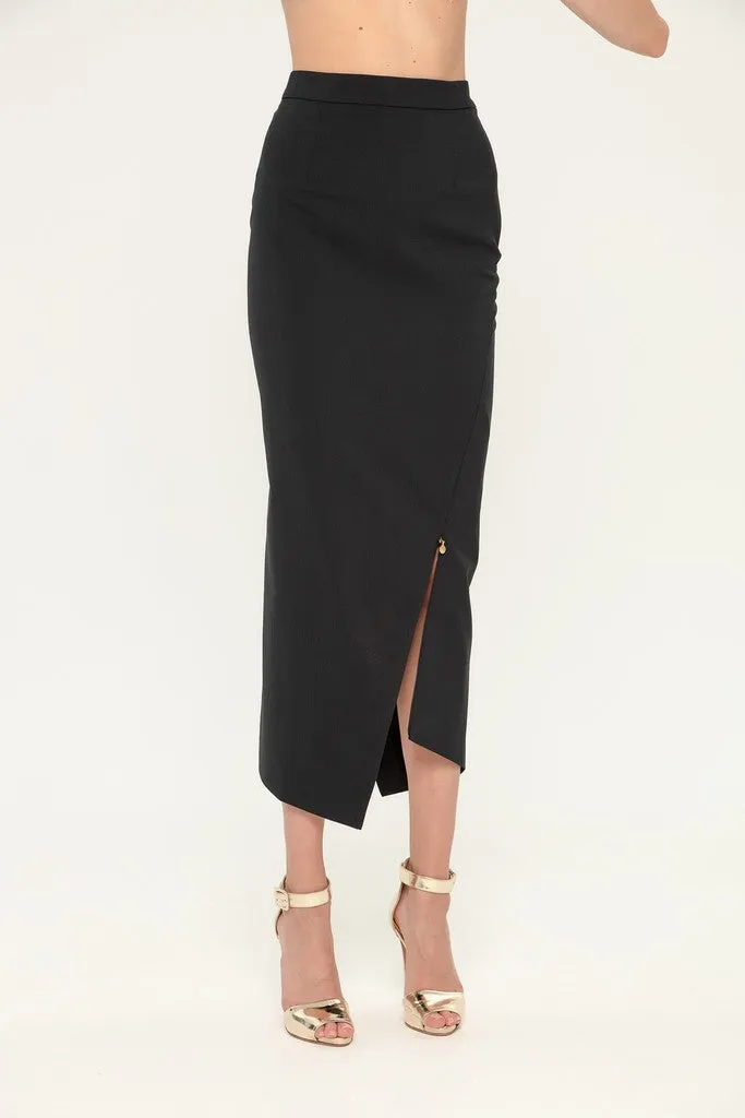 Black Office Suit (Long Sleeve Jacket & Pencil Skirt) with Belt