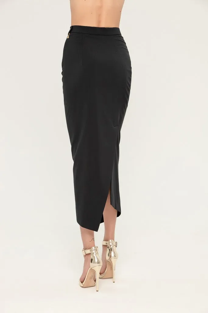 Black Office Suit (Long Sleeve Jacket & Pencil Skirt) with Belt