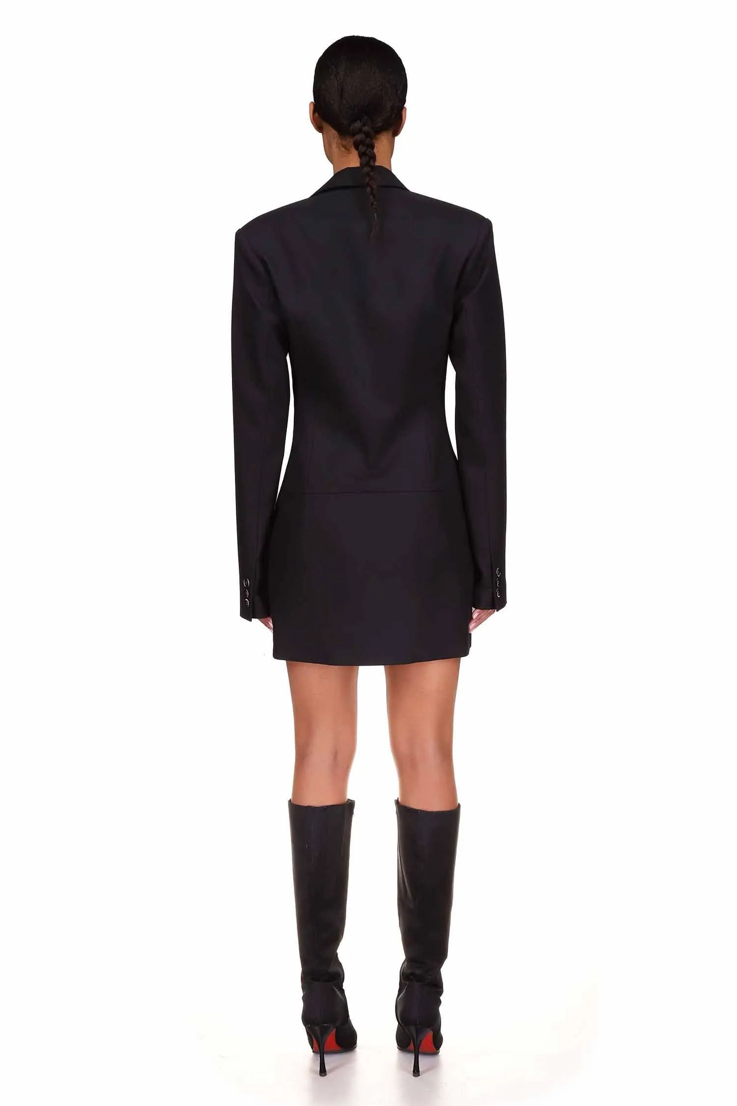 Black Wool Mini Jacket Dress