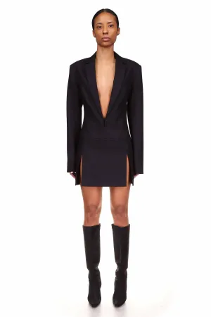 Black Wool Mini Jacket Dress