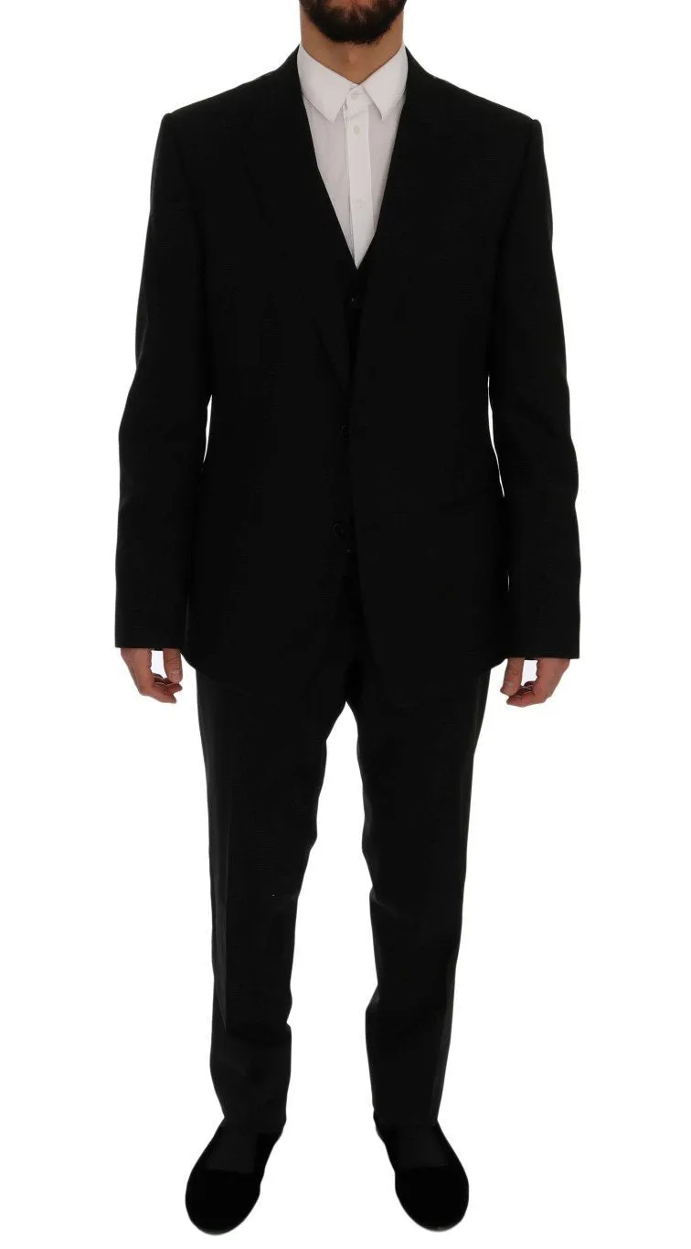 Black Wool Slim Fit 3 Piece Suit