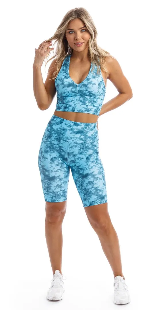 Blue Crush Biker Shorts with Pockets