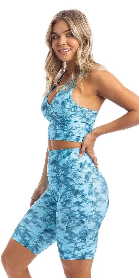 Blue Crush Biker Shorts with Pockets