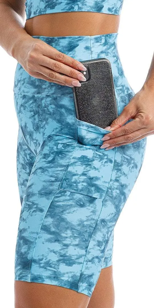 Blue Crush Biker Shorts with Pockets