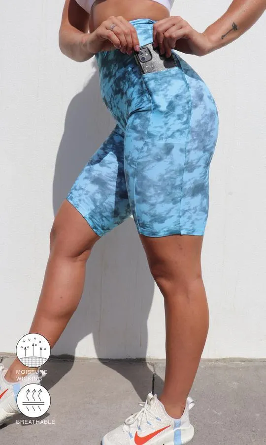 Blue Crush Biker Shorts with Pockets