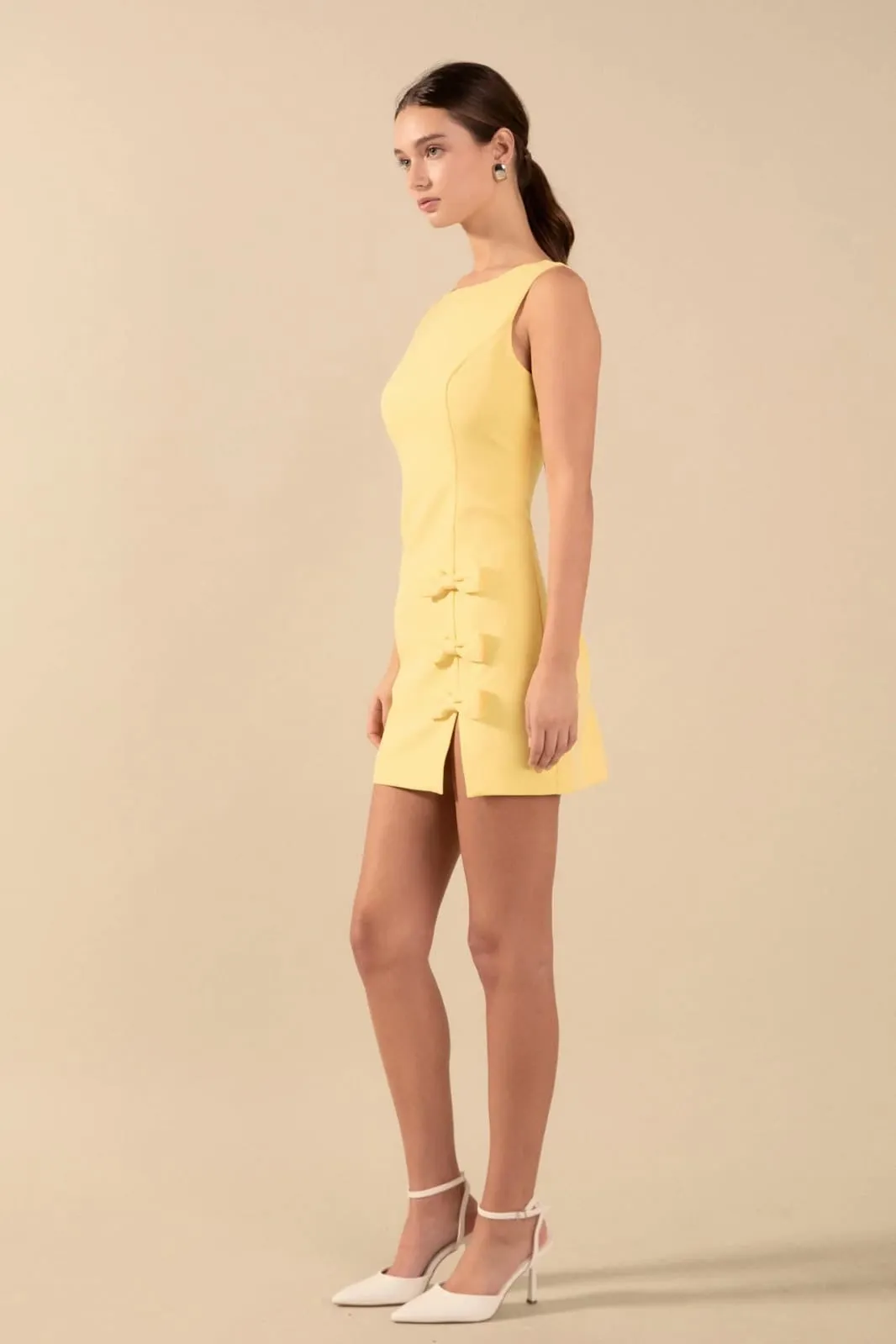 BOW SLIT MINI DRESS