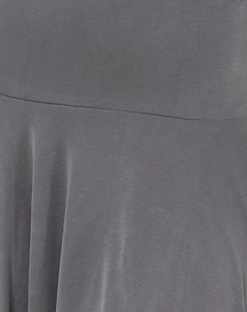 Briar Waterfall Mini Dress in Cupro Grey