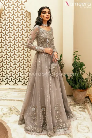 Bridal Pakistani Walima Maxi Dress in Ice Blue #BS651