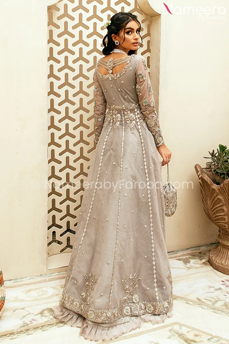 Bridal Pakistani Walima Maxi Dress in Ice Blue #BS651