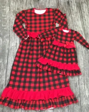 Buffalo Plaid Mommy and Me Maxi Dress