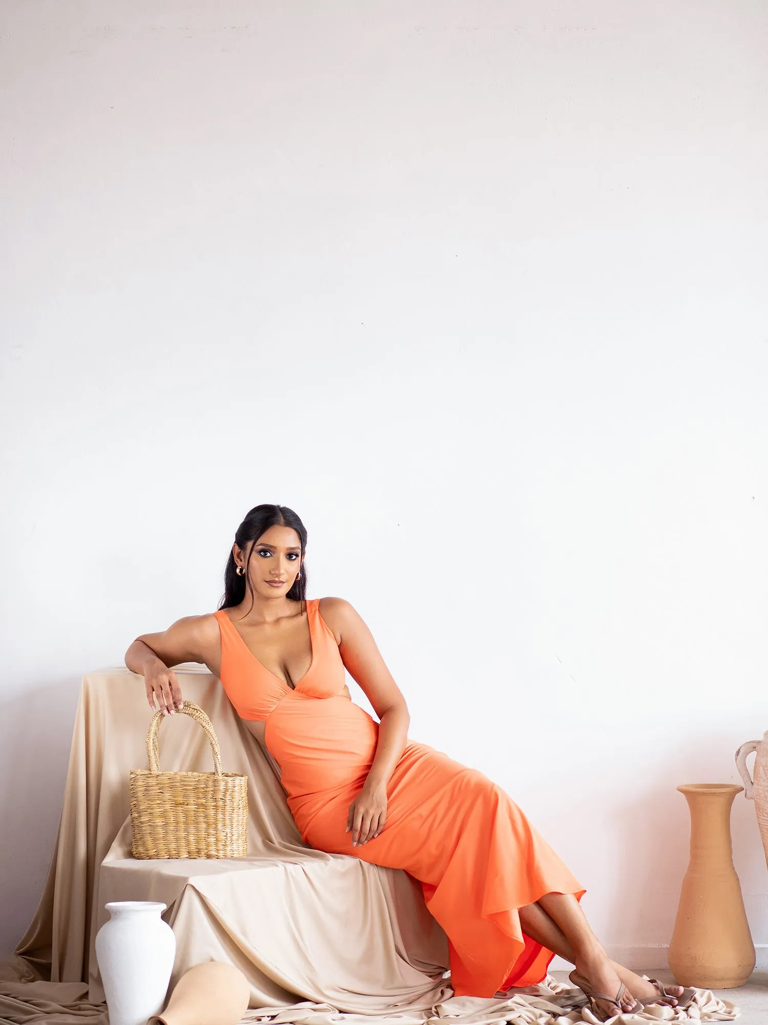 Bustier Detailed Cut Out Maxi Dress