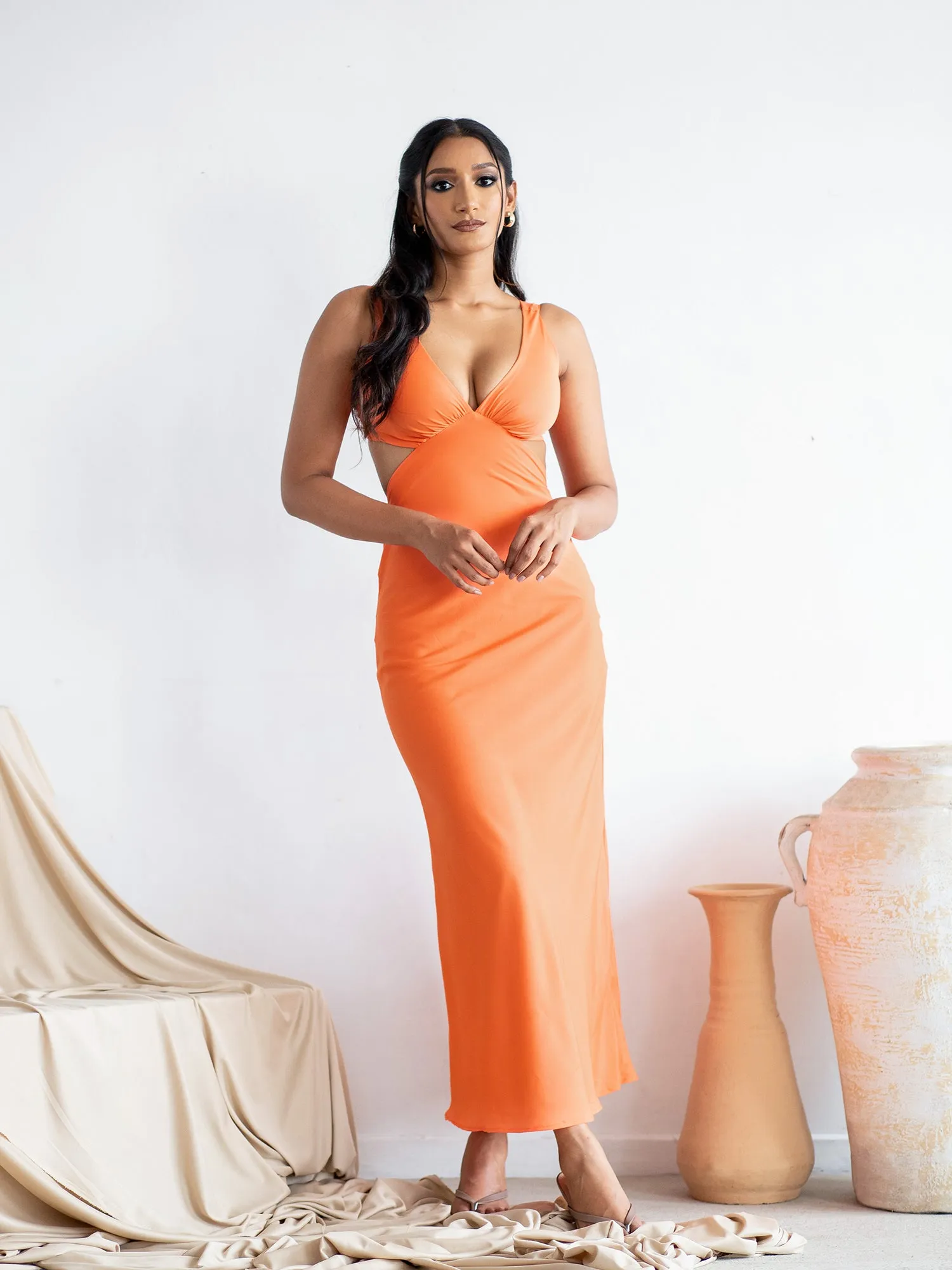 Bustier Detailed Cut Out Maxi Dress
