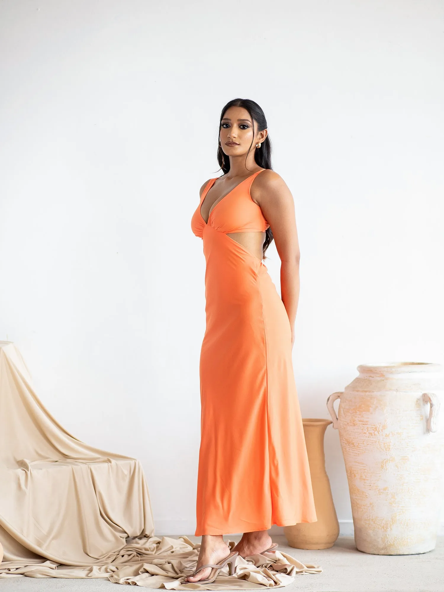 Bustier Detailed Cut Out Maxi Dress