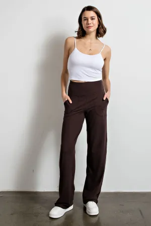 Buttery Soft Full Length Straight Yoga Pants- Coffee