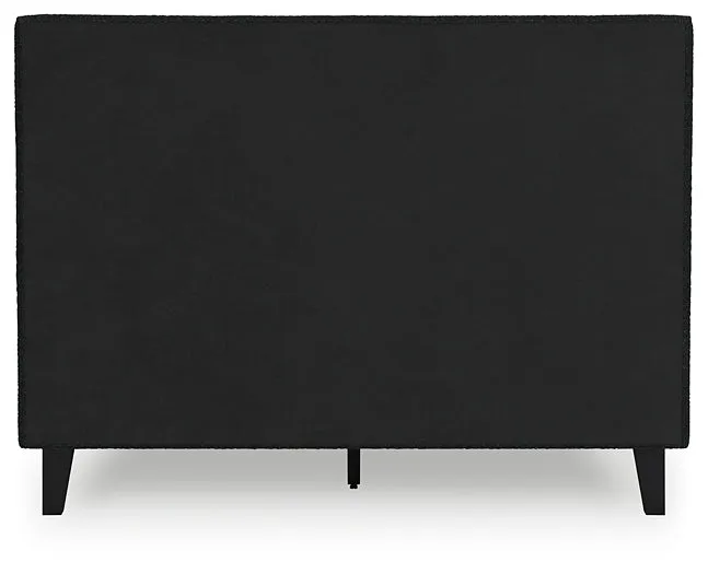 Cadmori Full Upholstered Bed with Mirrored Dresser, Chest and 2 Nightstands