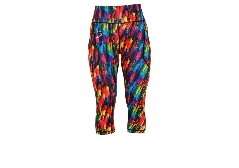 Capri Rainbow Blitz leggings with pockets