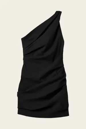Carina Stretch Linen Mini Dress in Black