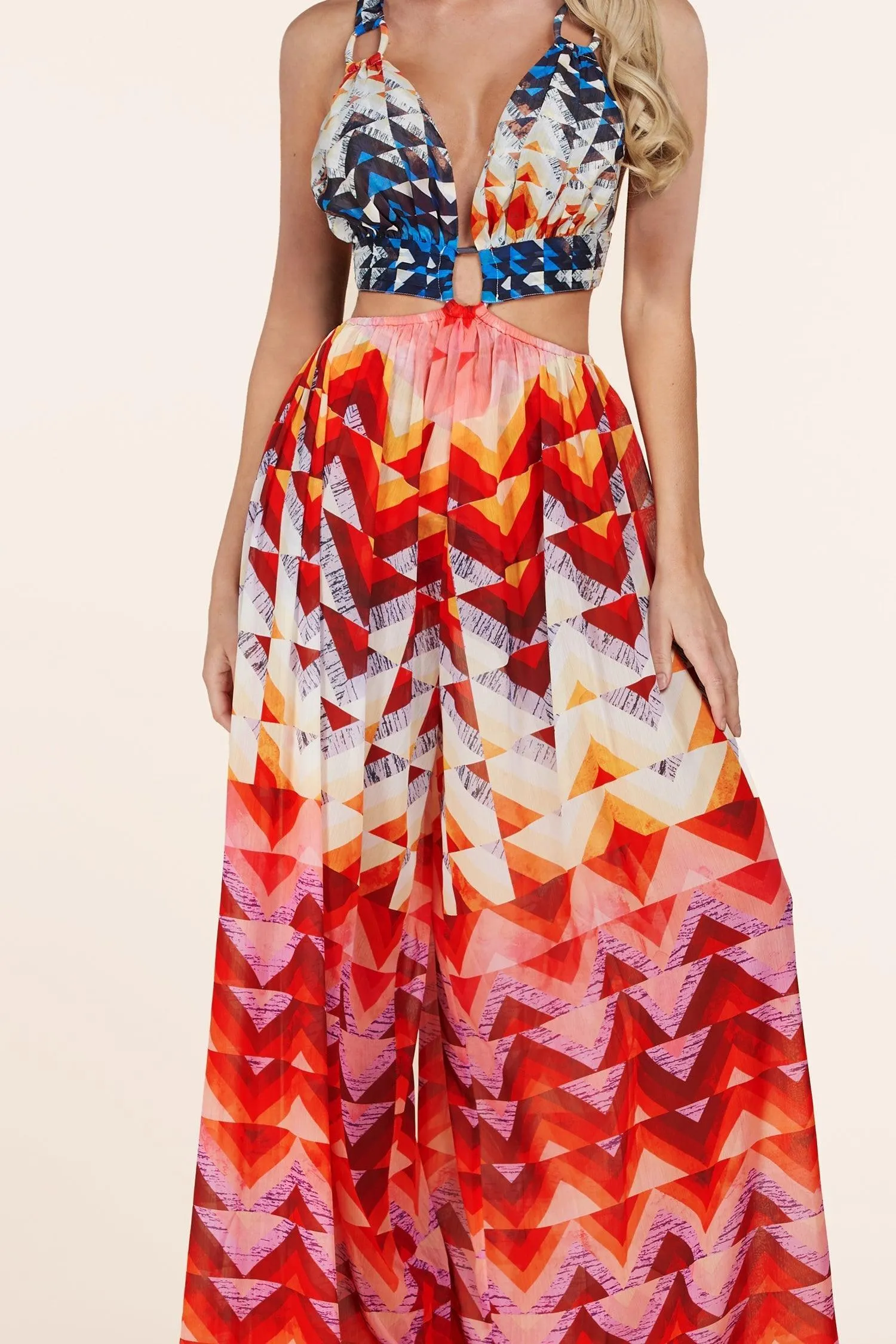 CHEVRON COLOR JUMPSUIT