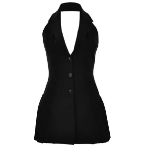 Chic Backless Halter Dress - Elegant Summer Fashion