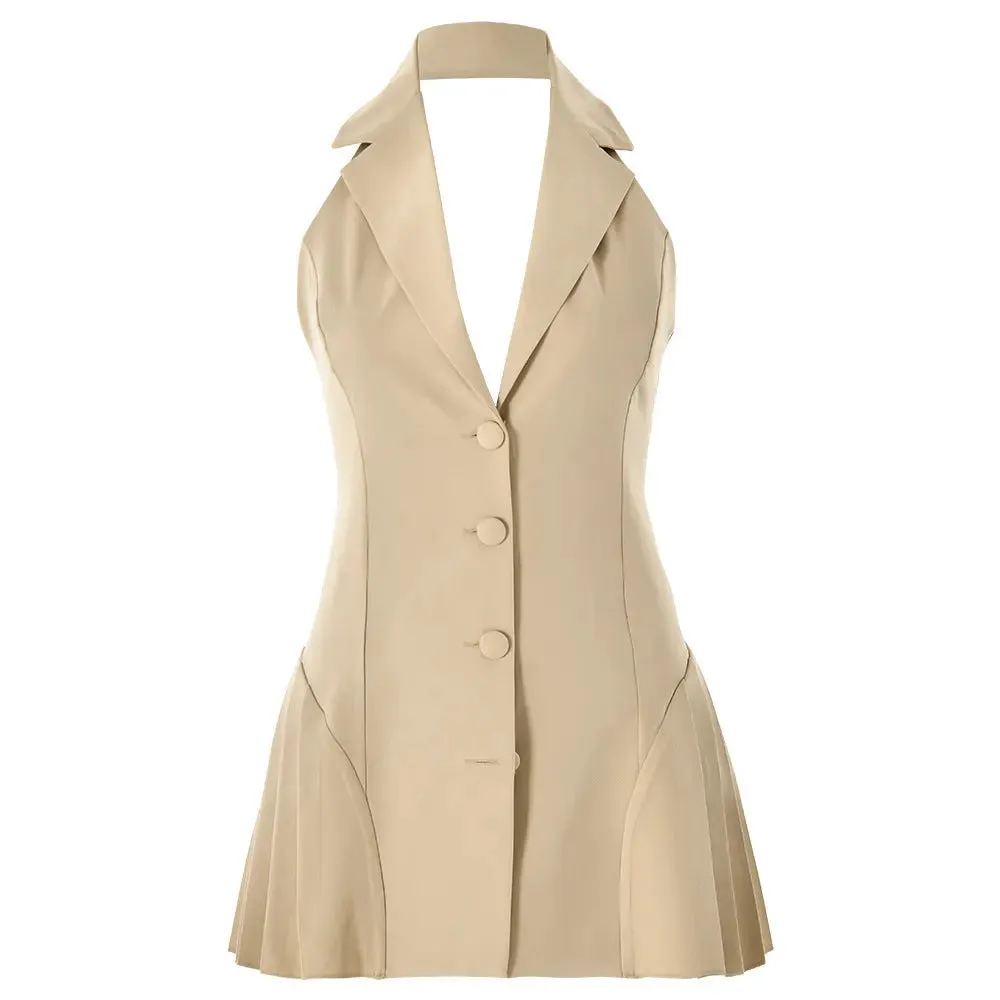Chic Backless Halter Dress - Elegant Summer Fashion