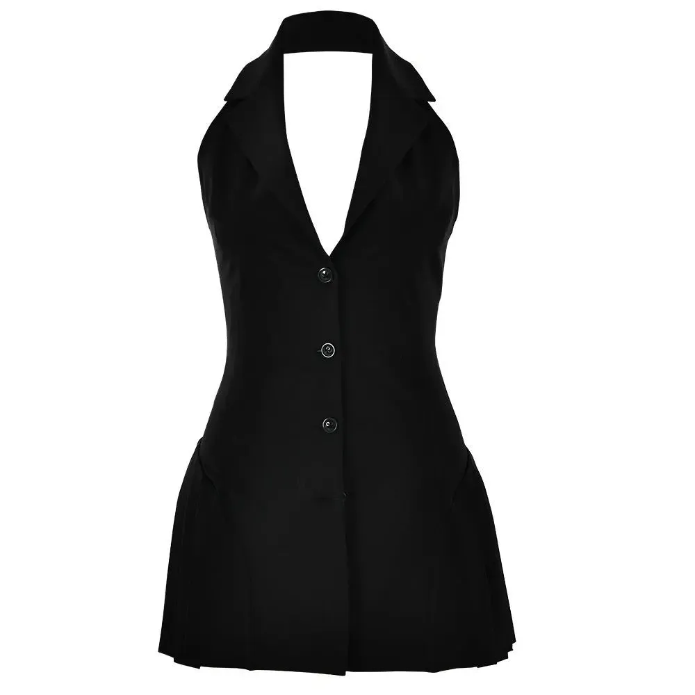 Chic Backless Halter Dress - Elegant Summer Fashion