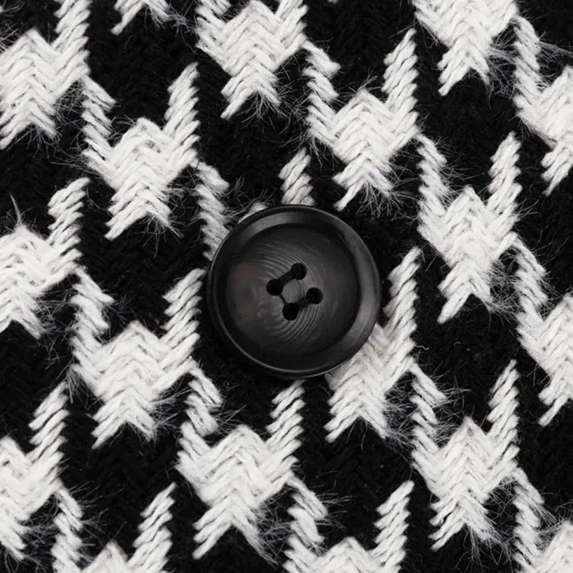 Clara Houndstooth Woolen Maxi Trench Coat