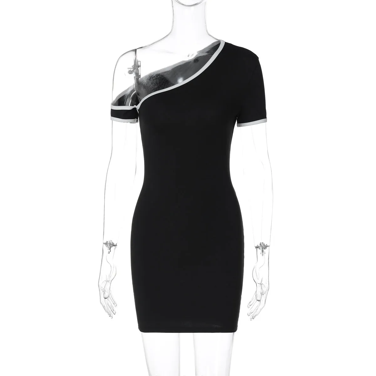 Contrast Trim Short Sleeve Mini Dress