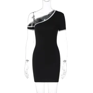 Contrast Trim Short Sleeve Mini Dress