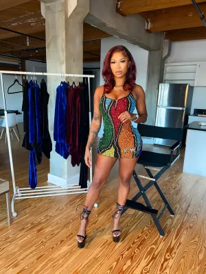 COOGI Inspired Beaded Spaghetti Strap Mini Dress